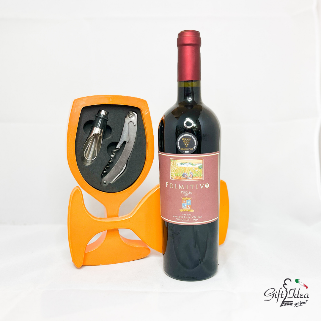 Set Vino Bicchiere Primitivo Tauro - Gift Idea